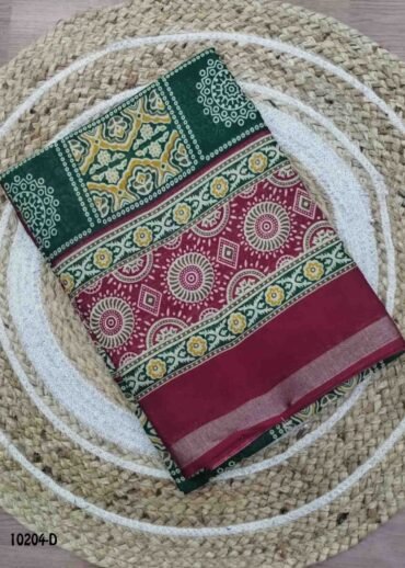 Kalyani -10204-D  Green Color Kalamkari Print Mixed Cotton Saree CM1480333 (LR1C)
