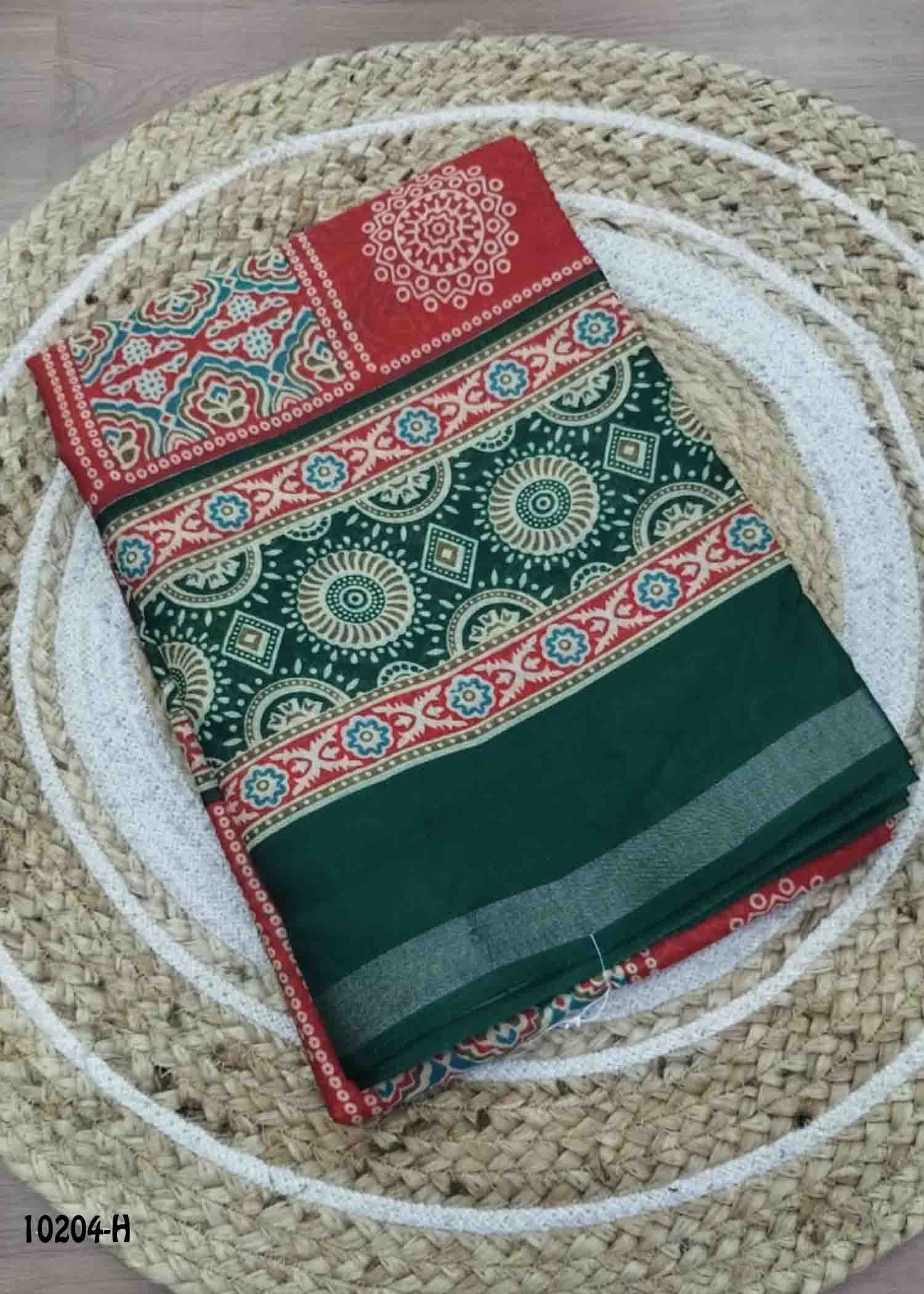Kalyani -10204-H Red Color Kalamkari Print Mixed Cotton Saree CM1480333 (LR1B)