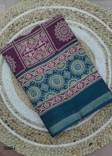 Kalyani -10204-I  Purple Color Kalamkari Print Mixed Cotton Saree CM1480333 (LR1B)