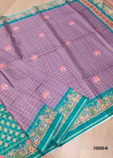 Danvanthika -10205-A Purple Color Grid Pattern Fancy Cotton  Saree CM1494455 (RR3E)
