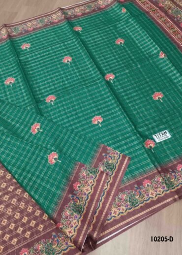 Danvanthika -10205-D  Green Color Grid Pattern Fancy Cotton  Saree CM1494455 (RR3E)