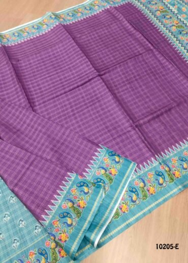 Danvanthika -10205-E  Purple Color Grid Pattern Fancy Cotton  Saree CM1494455 (RR3E)