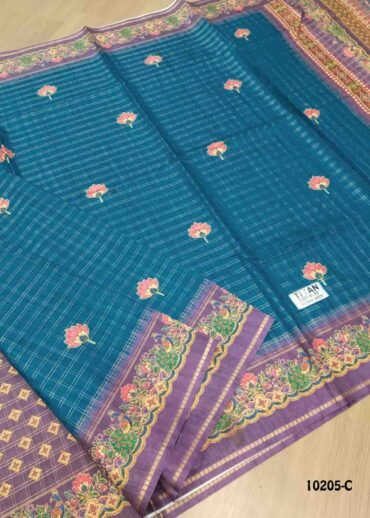 Danvanthika -10205-C Blue Color Grid Pattern Fancy Cotton  Saree CM1494455 (RR3E)