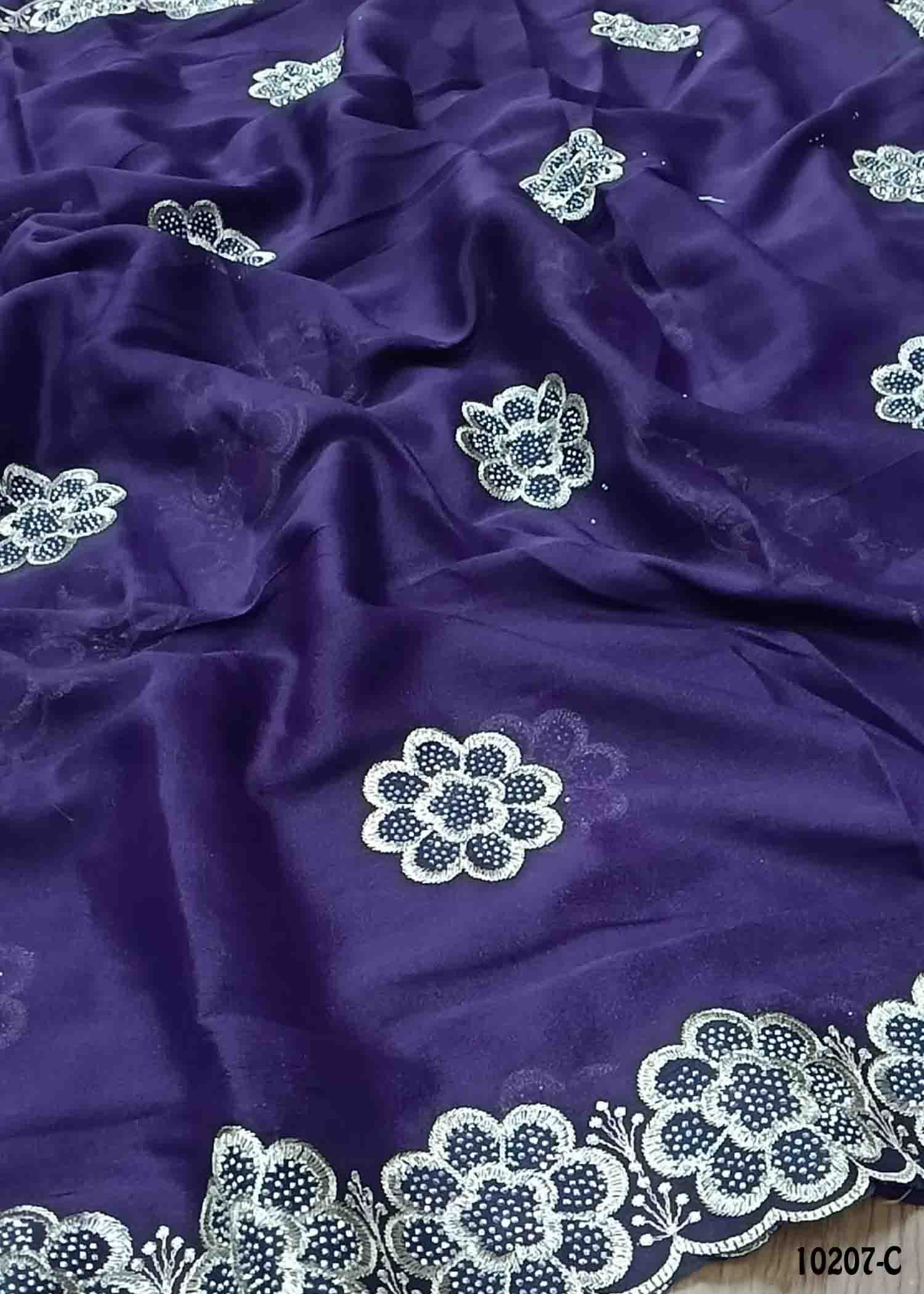 Ilavenil -10207-C Violet Color Trendy Shimmer Chiffon Saree CM1479570 (LR1D)