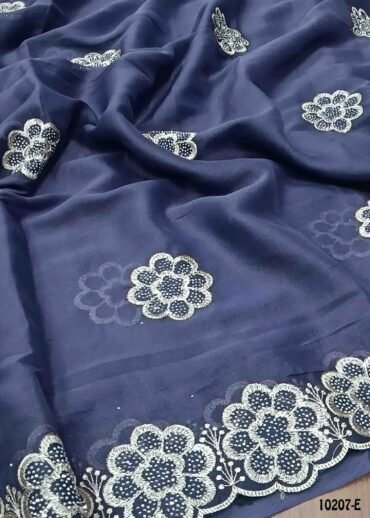 Ilavenil -10207-E  Tealblue Color Trendy Shimmer Chiffon  Saree CM1479570 (LR1D)