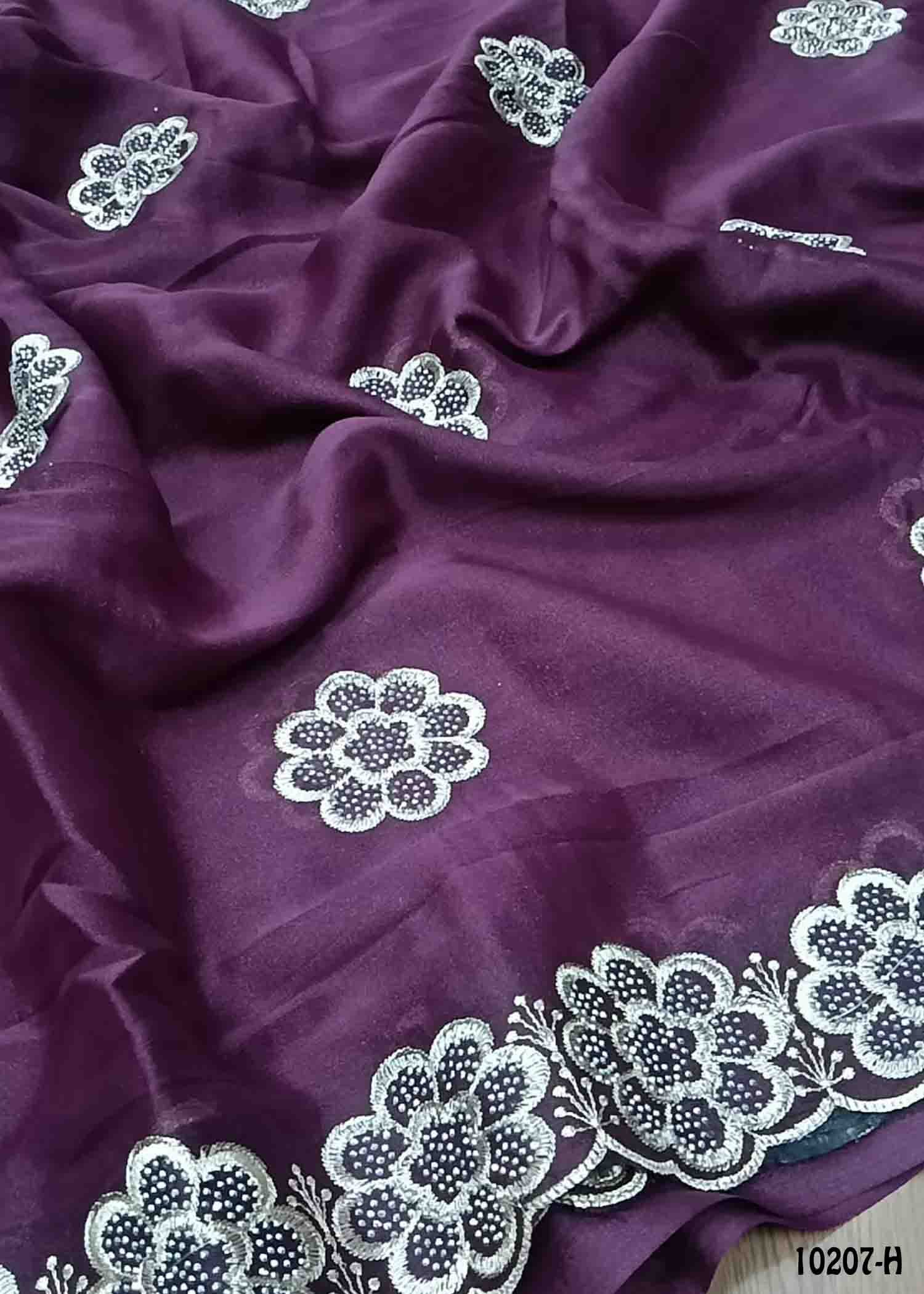 Ilavenil -10207-H Purple Color Trendy Shimmer Chiffon Saree CM1479570 (LR1D)