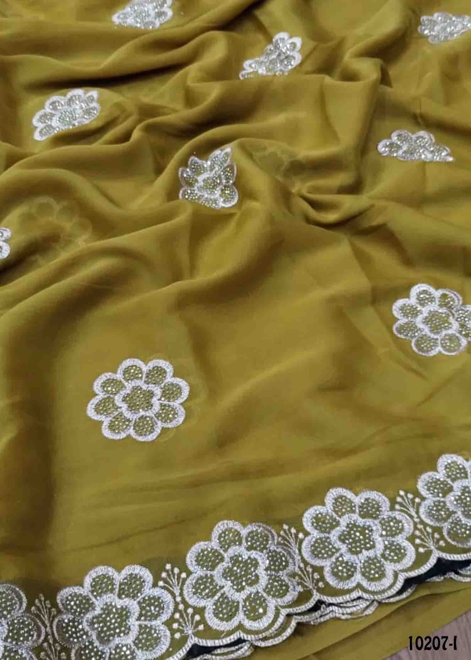 Ilavenil -10207-I Mustard Color Trendy Shimmer Chiffon Saree CM1479570 (LR1D)