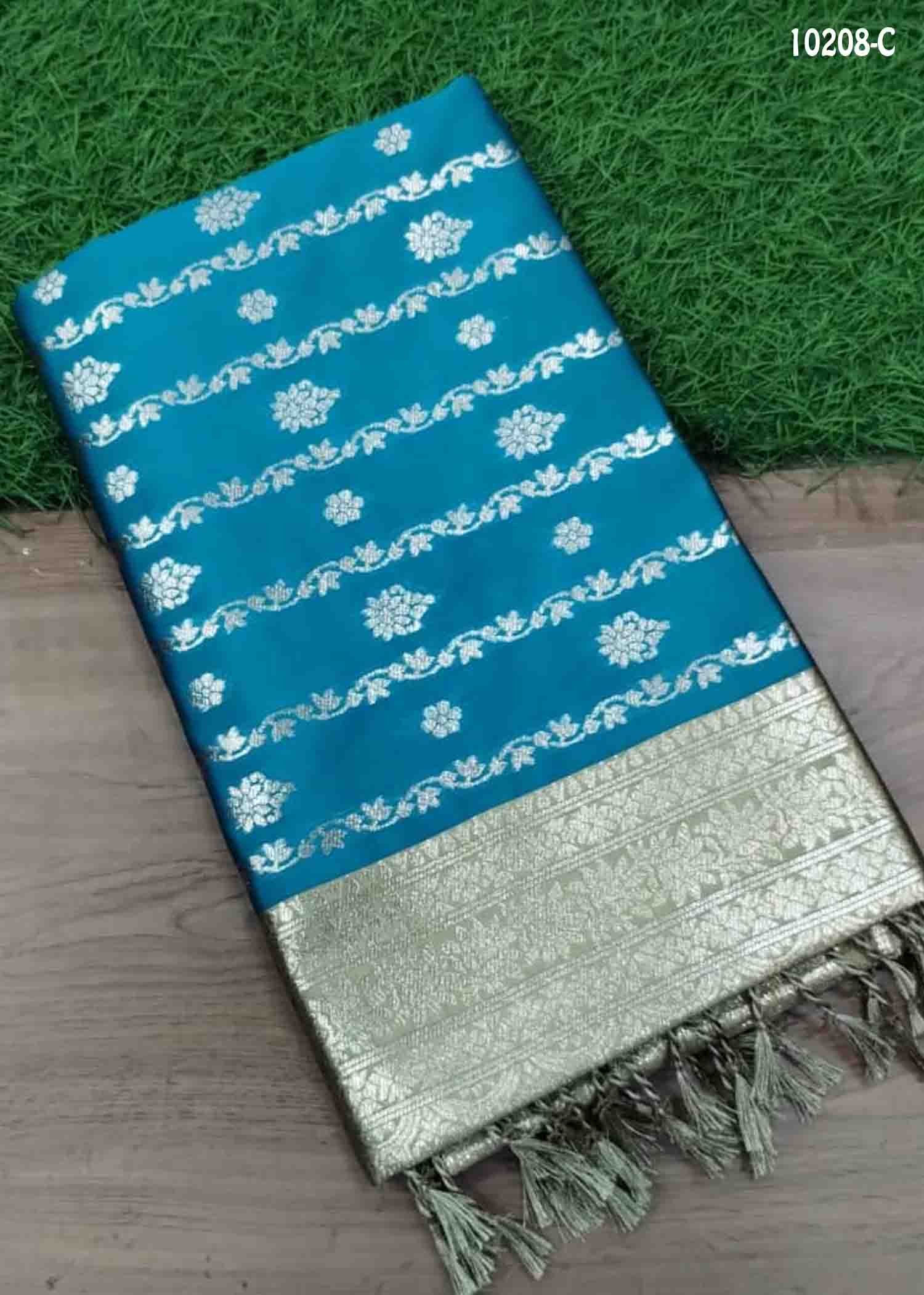 Kavini -10208-C Cyan Color Trendy Banaras Saree CM1474731 (LR1C)