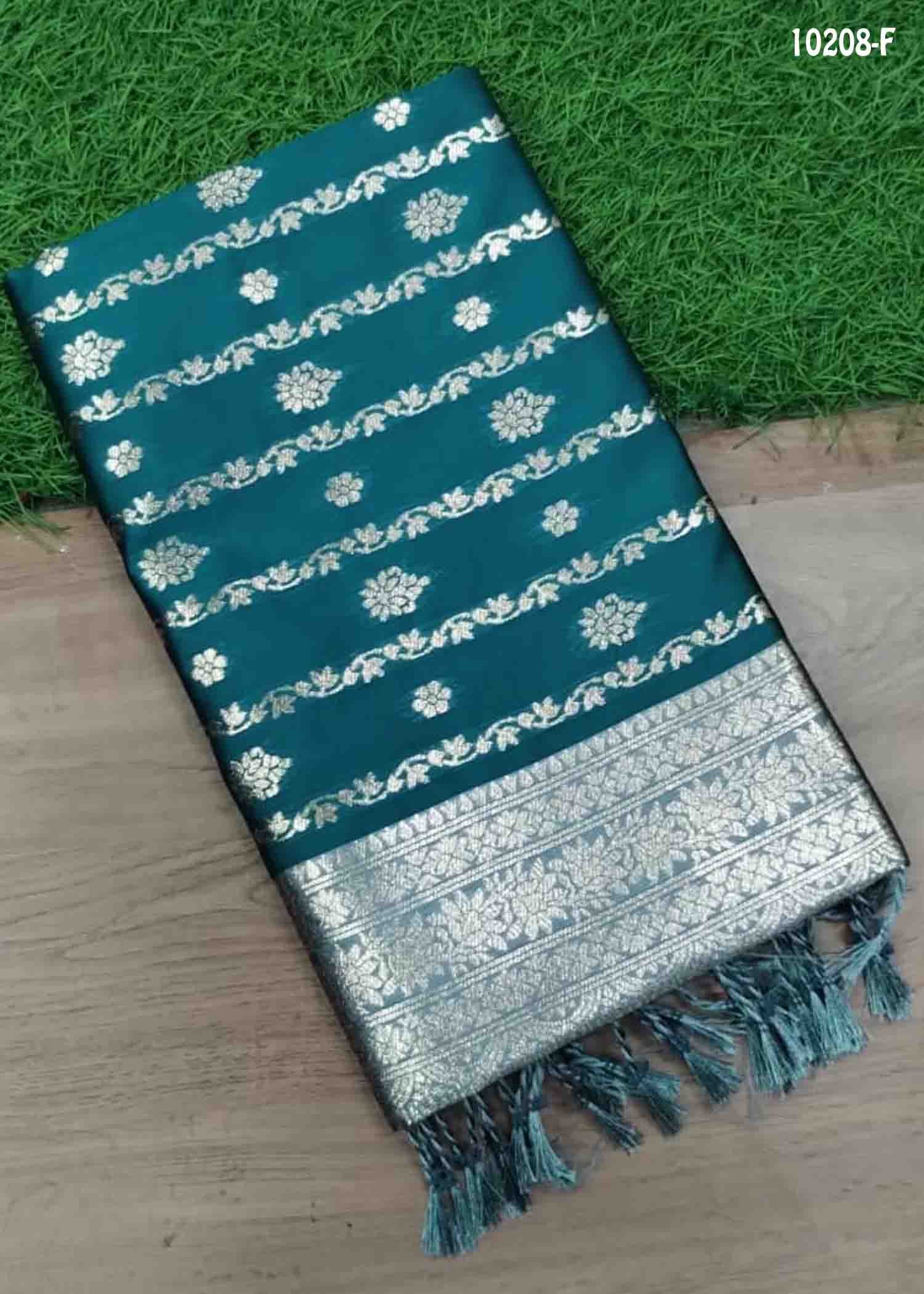 Kavini -10208-F Peacockblue Color Trendy Banaras Saree CM1474731 (LR1C)