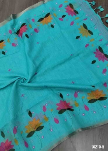 Yazhini -10210-A  Skyblue Color Trendy Linen Cotton Saree CM1477625 (LR1D)