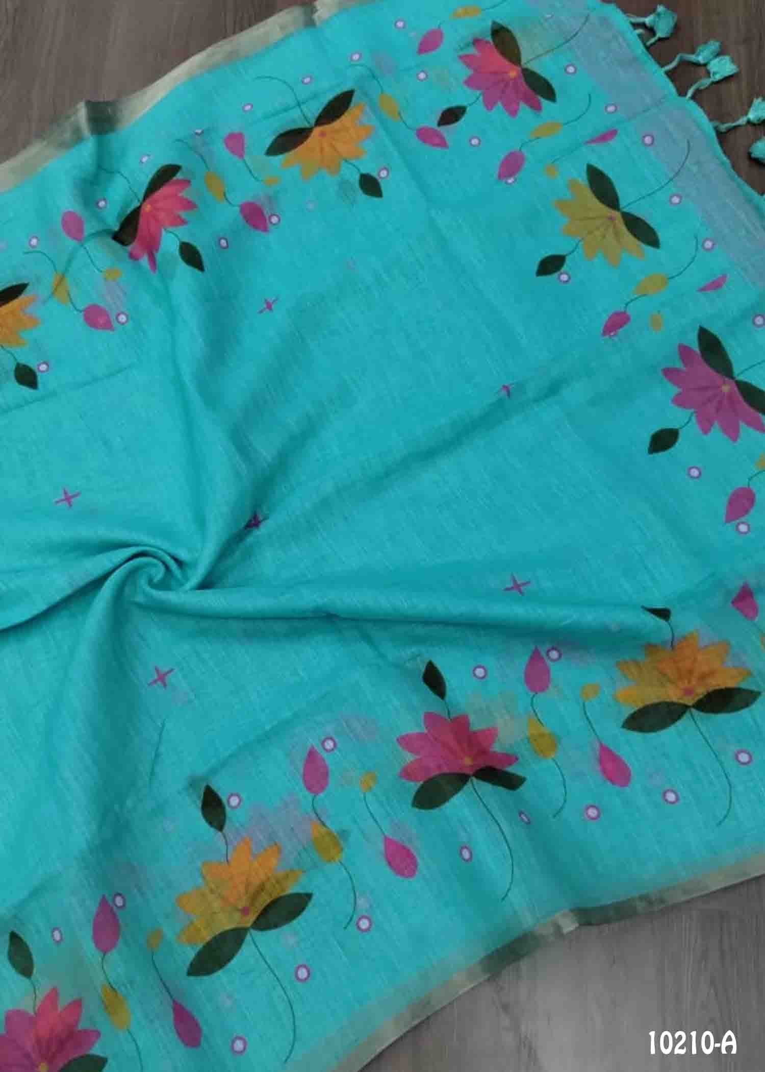 Yazhini -10210-A Skyblue Color Trendy Linen Cotton Saree CM1477625 (LR1D)