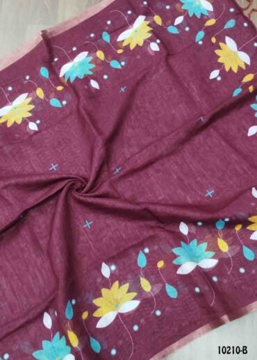 Yazhini -10210-B  Maroon Color Trendy Linen Cotton Saree CM1477625 (LR1D)