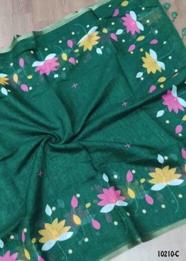 Yazhini -10210-C  Green Color Trendy Linen Cotton Saree CM1477625 (LR1D)