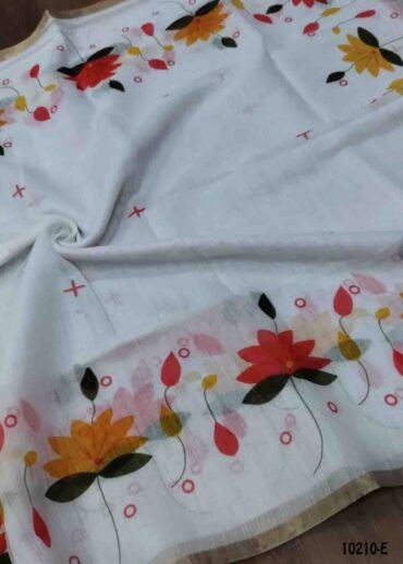 Yazhini -10210-E  White Color Trendy Linen Cotton Saree CM1477625 (LR1D)