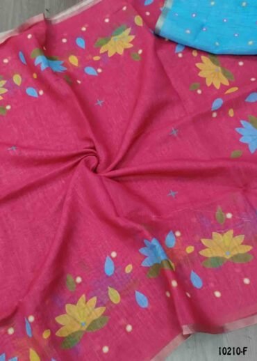 Yazhini -10210-F Pink Color Trendy Linen Cotton Saree CM1477625 (LR1D)