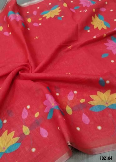 Yazhini -10210-I  Red Color Trendy Linen Cotton Saree CM1477625 (LR1D)