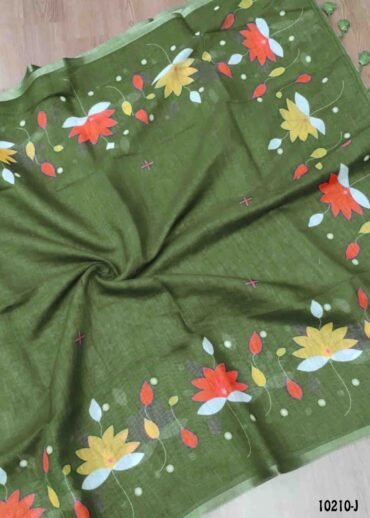 Yazhini -10210-J  Green Color Trendy Linen Cotton Saree CM1477625 (LR1D)