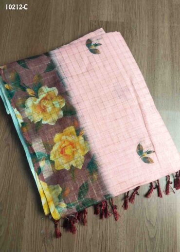 Akshara - 10212-C  Peach Color Trendy Linen Cotton Saree CM1476325 (LR1B)