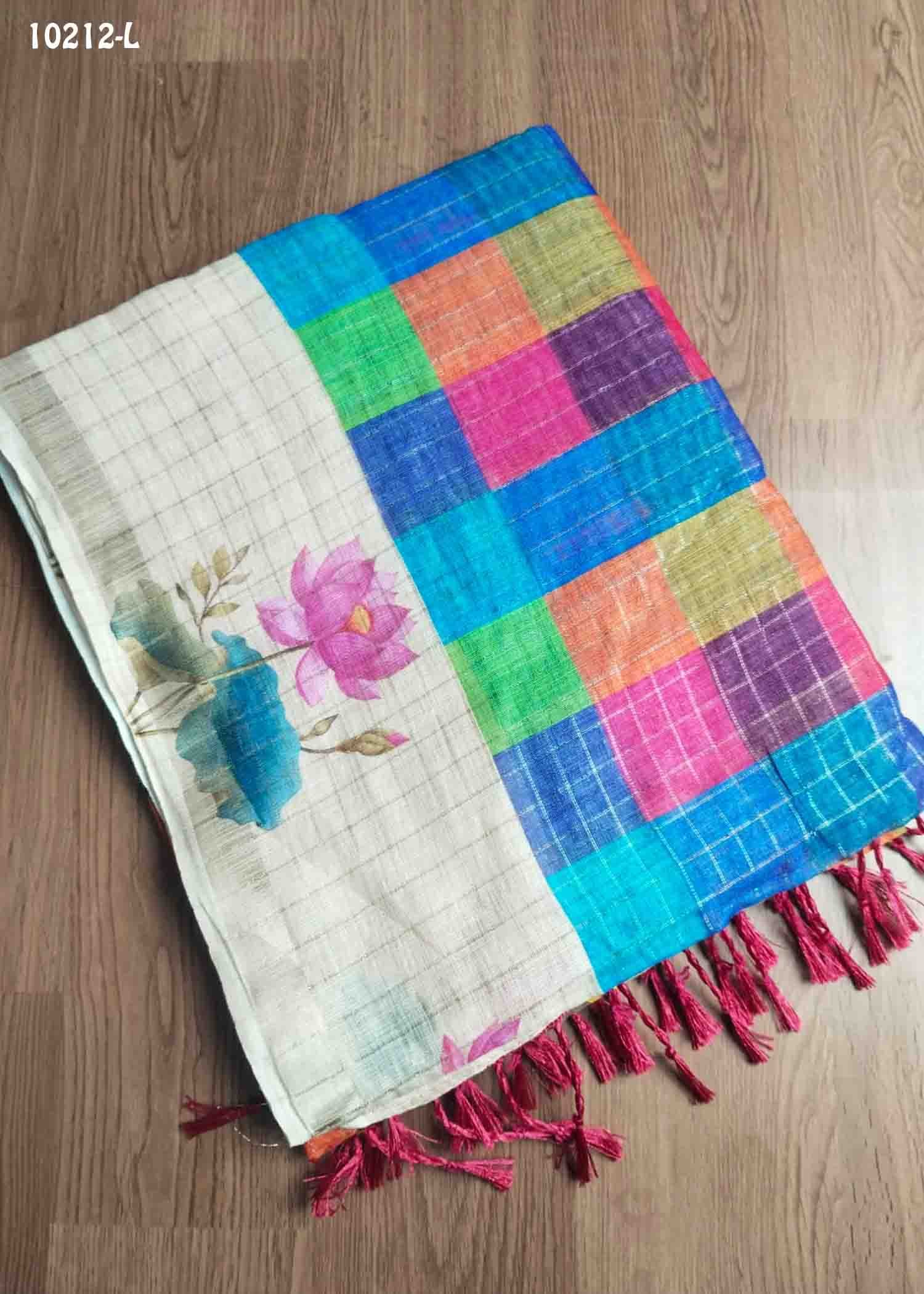 Akshara - 10212-L Multi Color Trendy Linen Cotton Saree CM1476325 (LR1B)