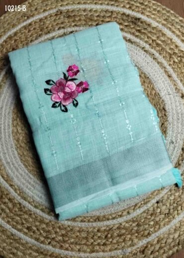 Ananya - 10215-B  CelesteGreen Color Trendy Linen Cotton Saree CM1476415 (LR2B)