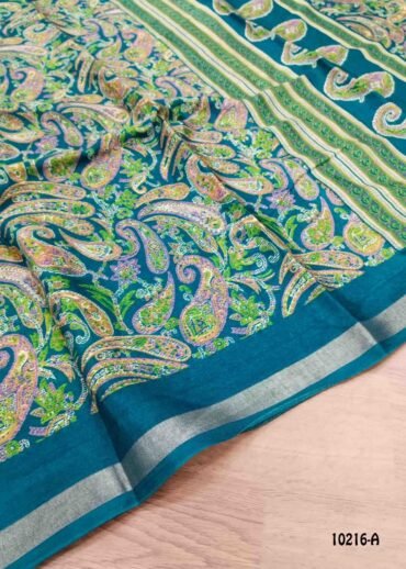 Thendral - 10216-A  Peacockblue Color Trendy Mul Cotton Saree CM1480333 (LR2C)