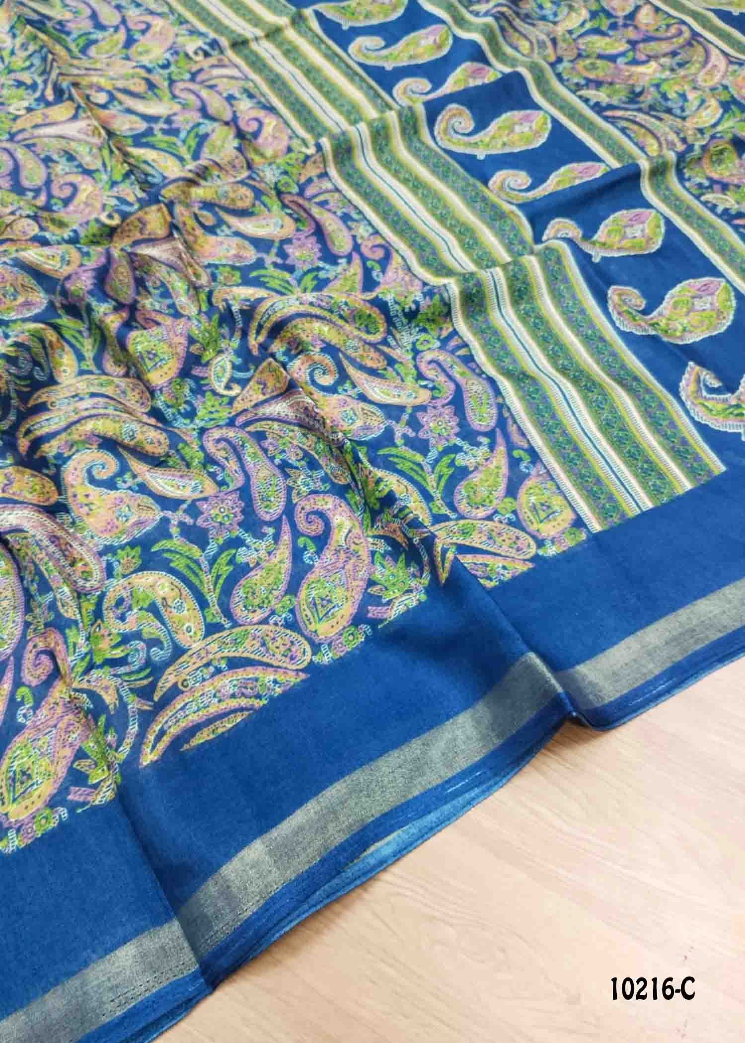 Thendral - 10216-C NavyBlue Color Trendy Mul Cotton Saree CM1480333 (LR2C)