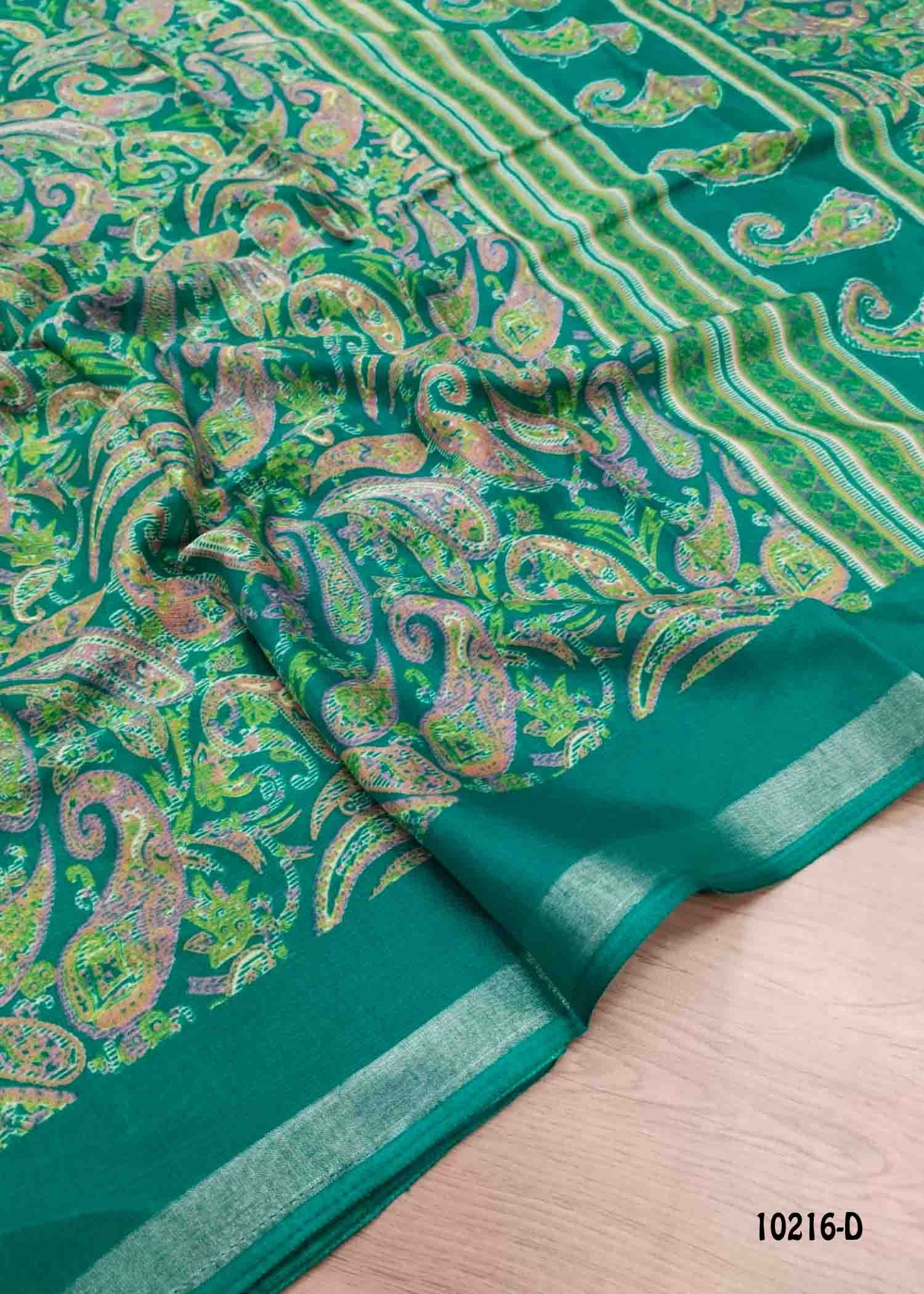 Thendral - 10216-D PineGreen Color Trendy Mul Cotton Saree CM1480333 (LR2C)