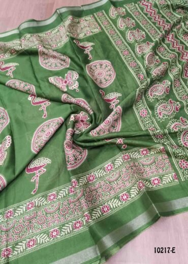 Maliga - 10217-E  OliveGreen Color Trendy Mul Cotton Saree CM1480333 (LR2C)