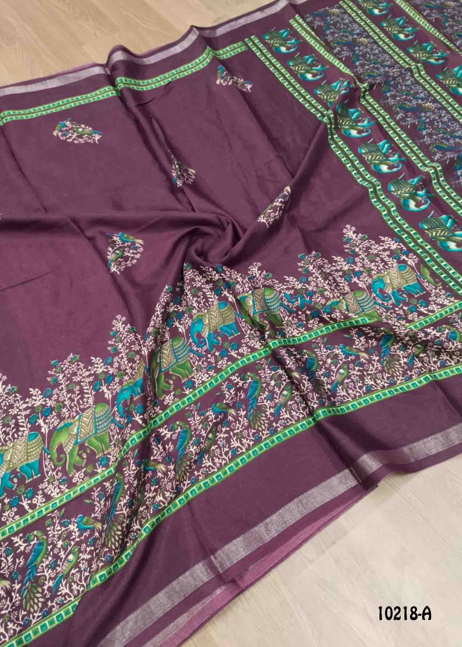 Mithra - 10218-A Purple Color Trendy Mul Cotton Saree CM1480333 (LR2C)