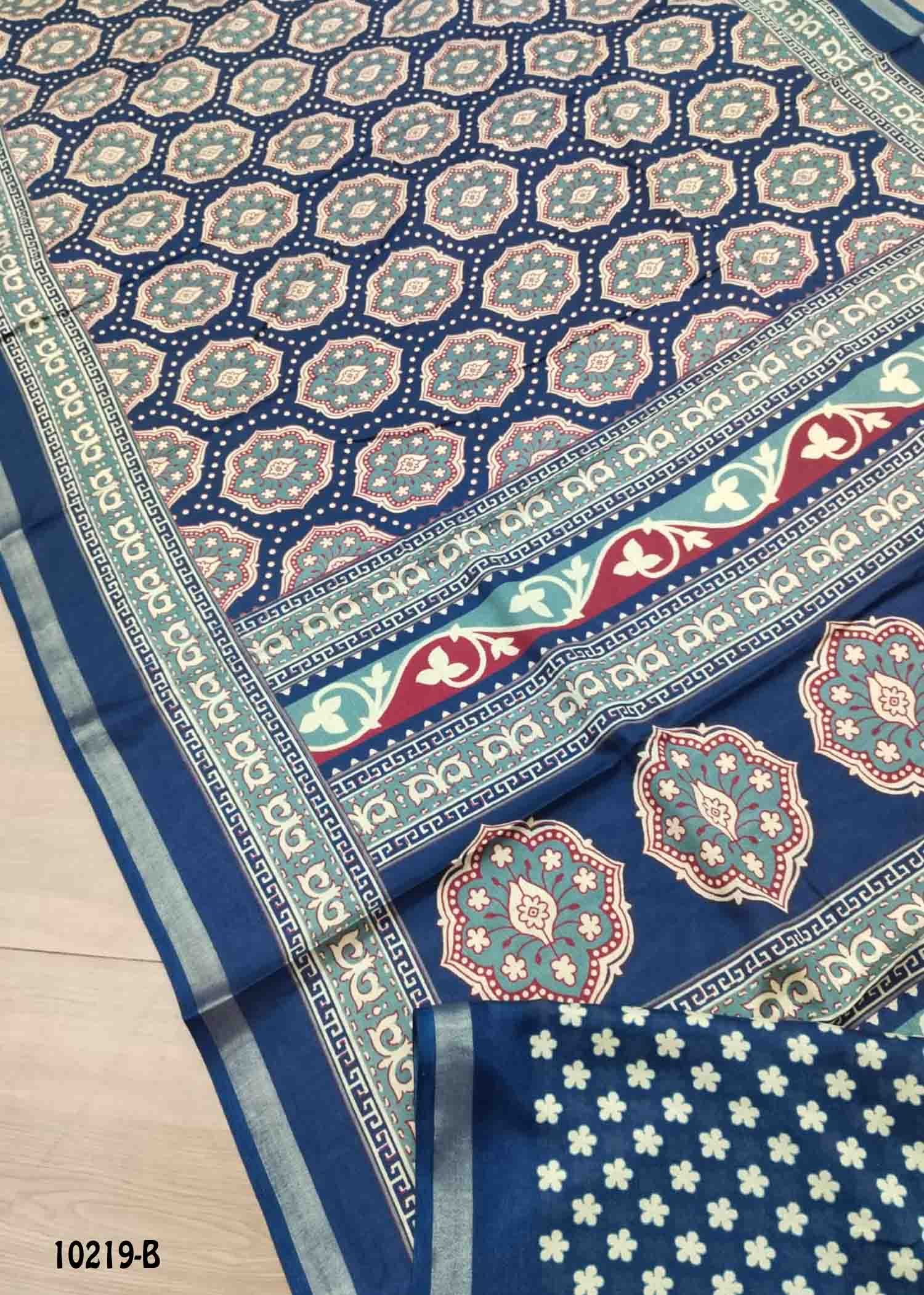 Isai - 10219-B NavyBlue Color Trendy Mul Cotton Saree CM1471140 (LR2C)
