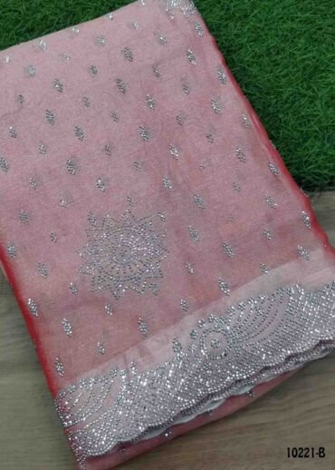 Dakshayani - 10221-B  BlushRed Color Trendy Shimmer Chiffon Saree CM1473228 (LR2D)