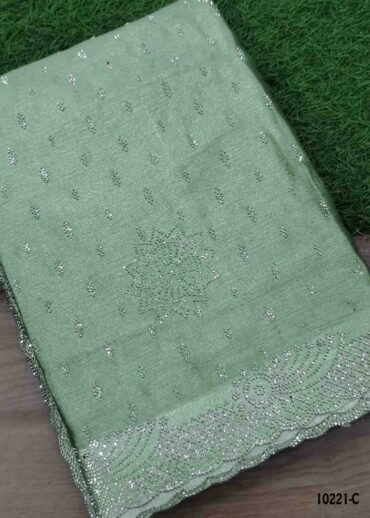 Dakshayani - 10221-C  SageGreen Color Trendy Shimmer Chiffon Saree CM1473228 (LR2D)