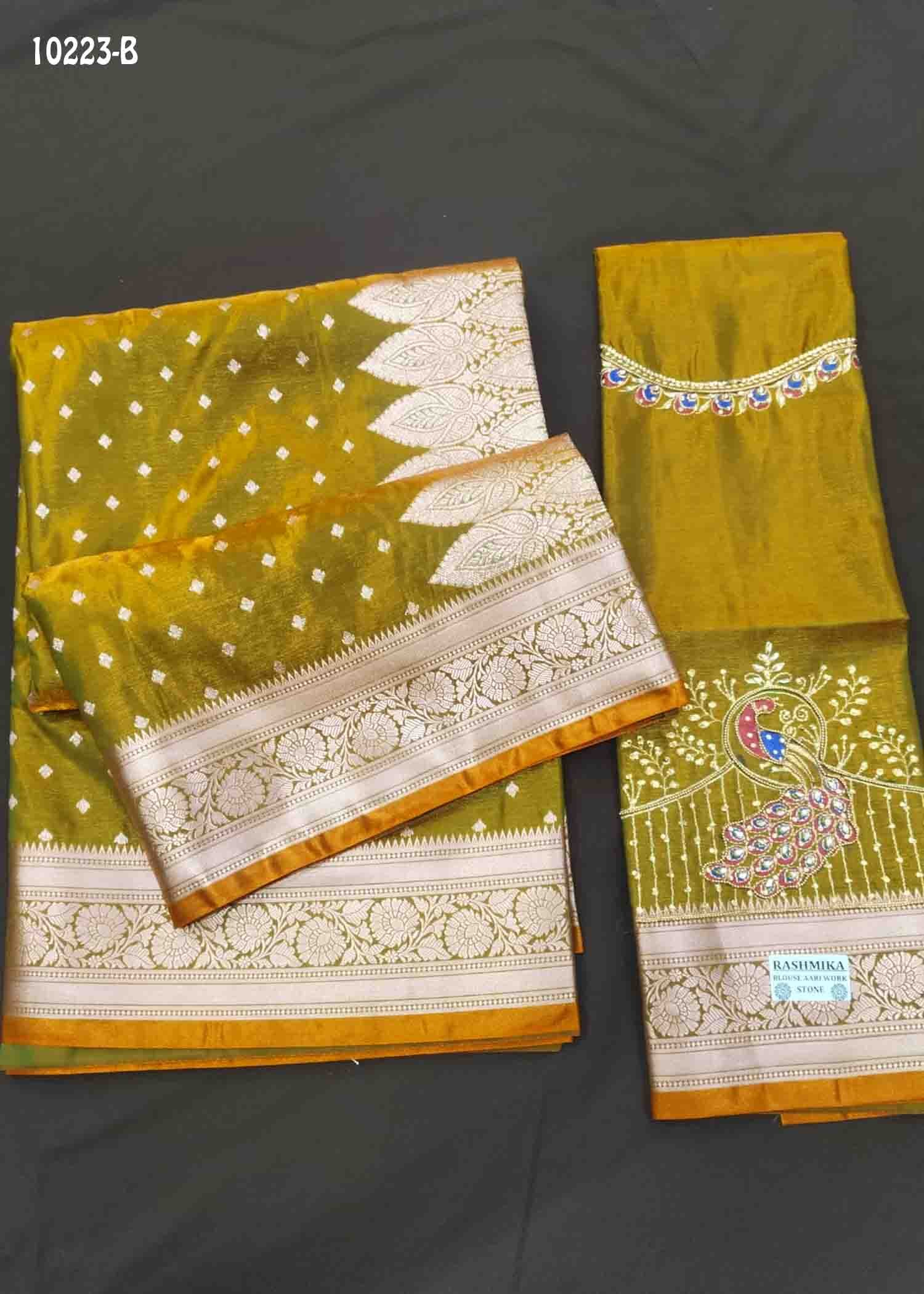 Mahalakshmi - 10223-B Lemoncurry Green Color Traditional Banaras Silk Saree CM1466606 (LR3C)