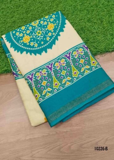 Rithanya -10226-B  Tan With SkyBlue Color Kalamkari Print Mixed Cotton Saree CM1480333 (LR3B)