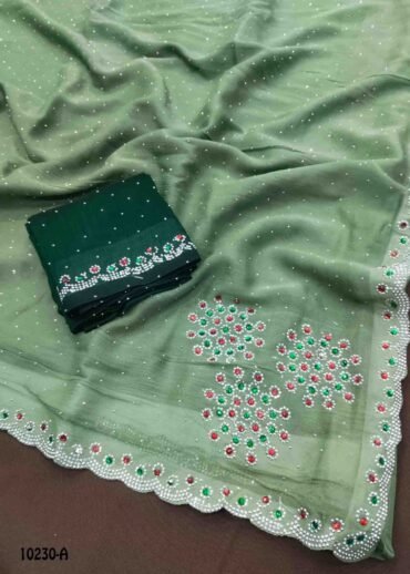 Chaathana -10230-A  SageGreen Color Excellent Georgette Saree CM1474342 (LR3C)