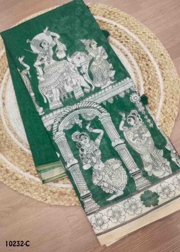 Deepika -10232-C  LeafGreen Color Trendy Linen Saree CM1477634 (LR3D)
