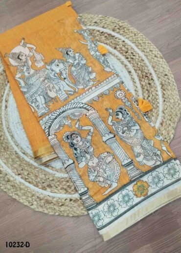Deepika -10232-D  Orange Color Trendy Linen Saree CM1477634 (LR3D)