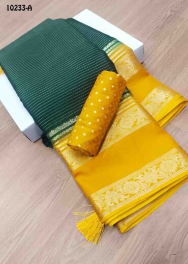 Lakshana -10233-A  DarkGreen Color Traditional Crepe Silk Saree CM147960