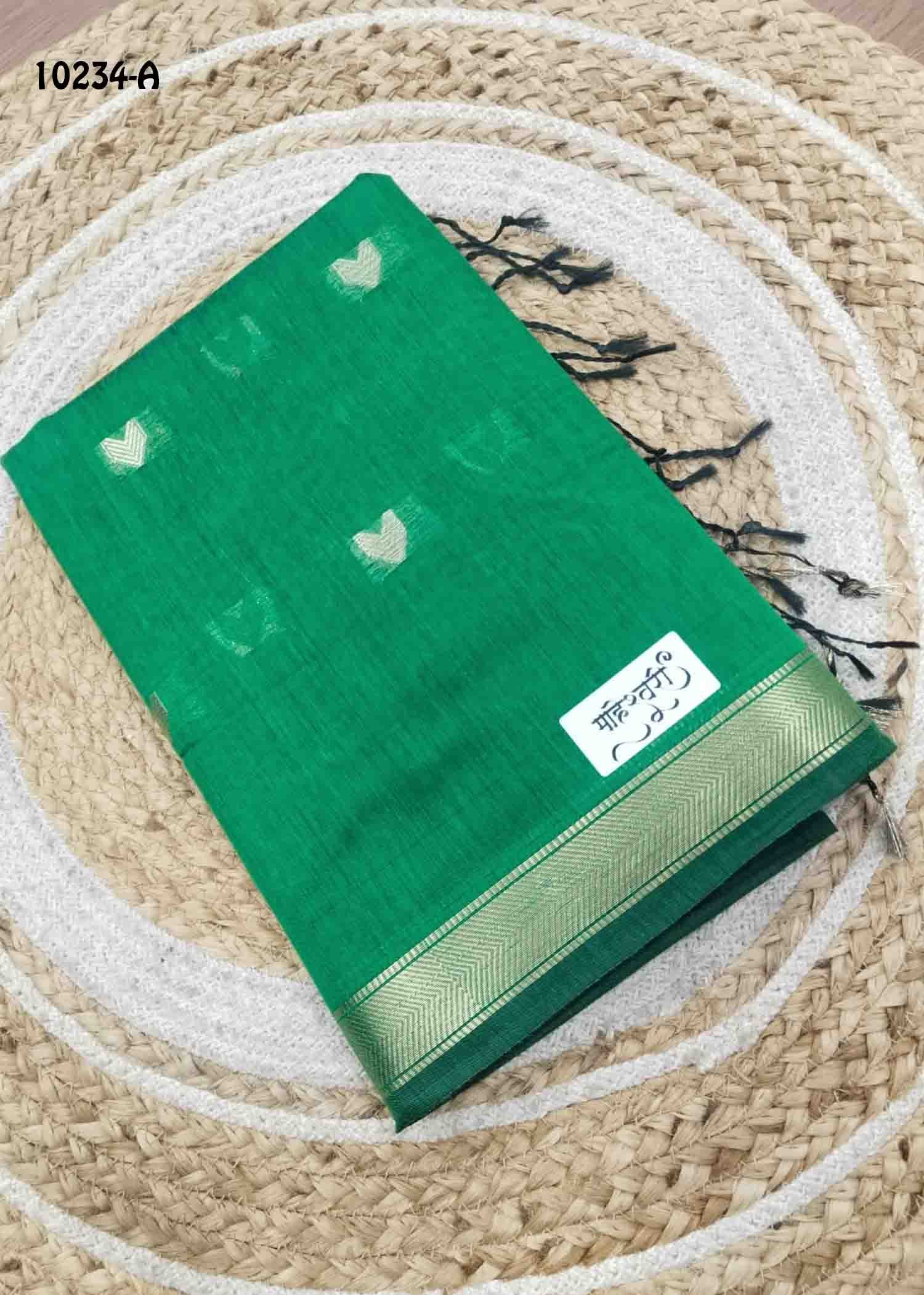 Jayashree -10234-A LeafGreen Color Semi-Kalyani Cotton Saree CM1486099 (LR3D)