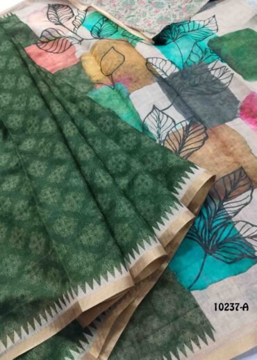 Srileela -10237-A  Green Color Trendy Linen Cotton Saree CM1477641 (LR4D)