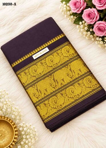 Yashika -10238-A  Coffee Brown Color Traditional Chettinad Cotton Saree CM1488168 (LR4C)