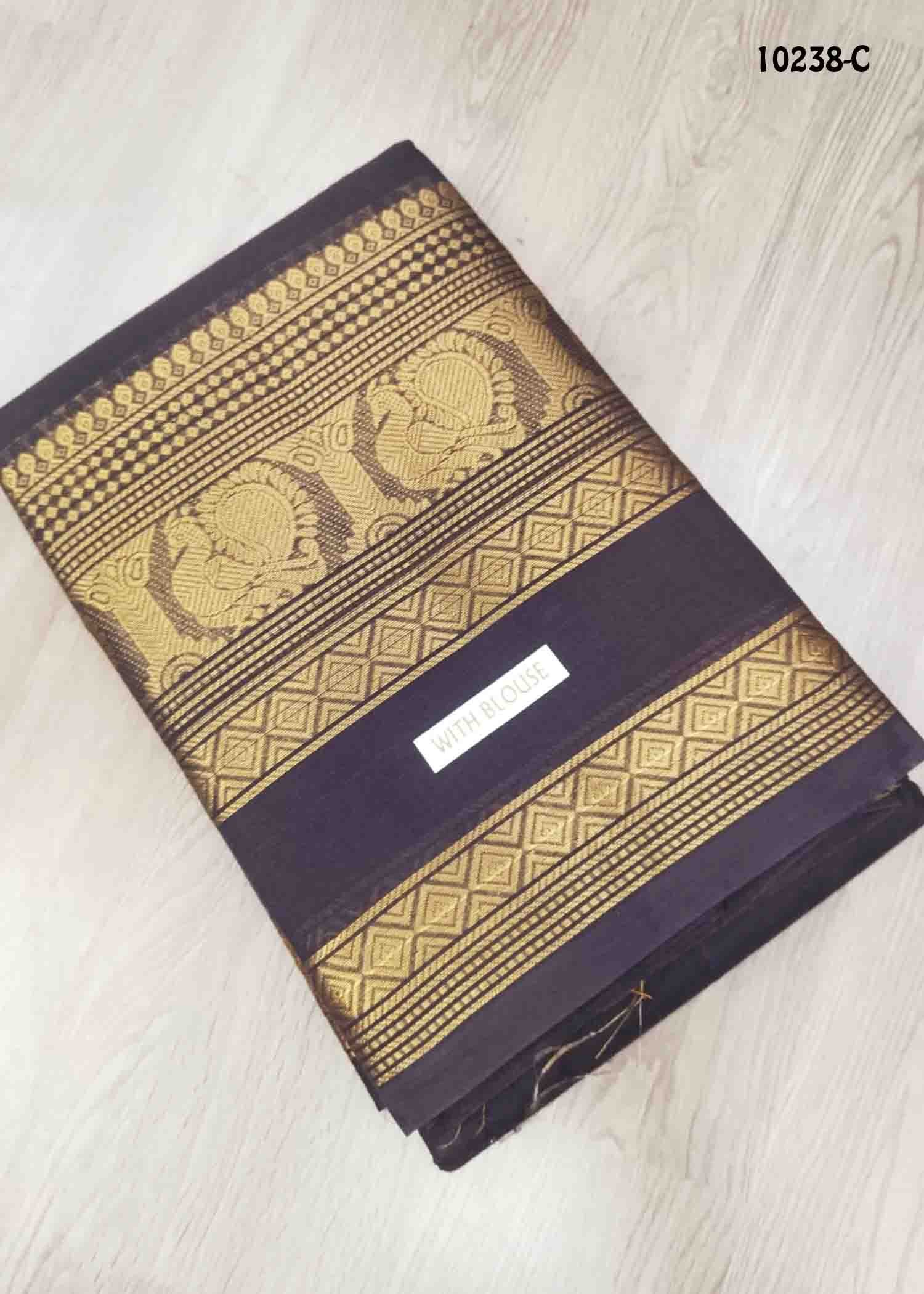 Yashika -10238-C Coffee Brown Color Traditional Chettinad Cotton Saree CM1488168 (LR4C)