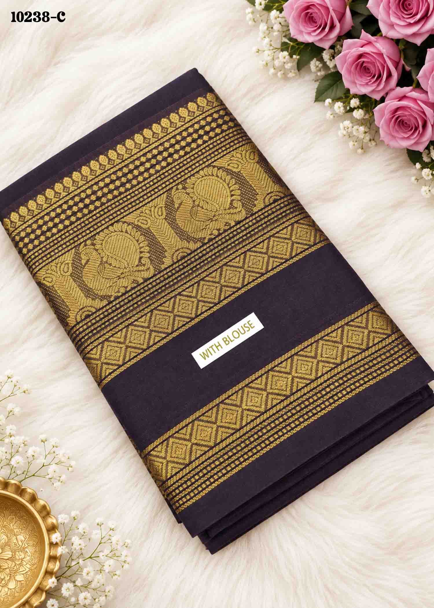 Yashika -10238-C Coffee Brown Color Traditional Chettinad Cotton Saree CM1488168 (LR4C)