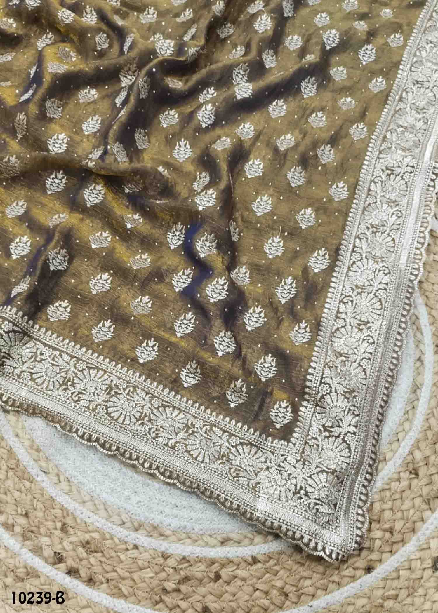 Anupama -10239-B Army Green Color Trendy Space Silk Saree CM1477820 (LR4C)