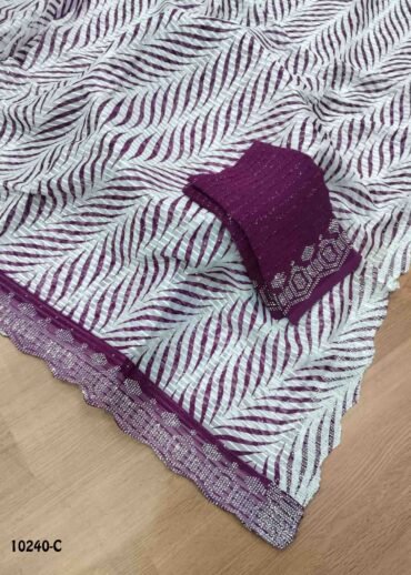 Aradhya -10240-C  Halfwhite With Purple  Color Trendy Georgette Saree CM1472513 (LR3D)