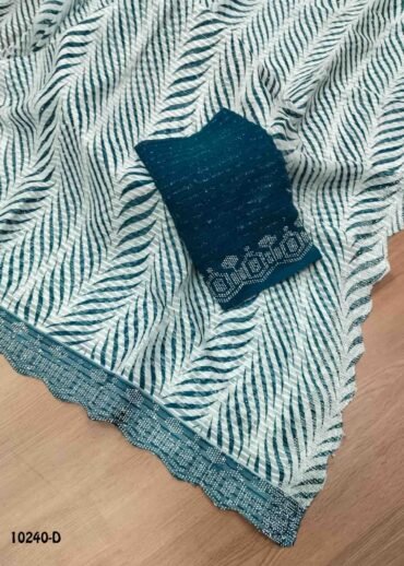 Aradhya -10240-D  Halfwhite With PeacockBlue  Color Trendy Georgette Saree CM1472513 (LR3D)
