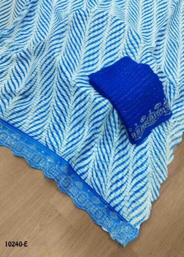 Aradhya -10240-E  Halfwhite With Blue  Color Trendy Georgette Saree CM1472513 (LR3D)