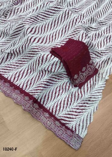 Aradhya -10240-F  Halfwhite With DarkRed  Color Trendy Georgette Saree CM1472513 (LR3D)