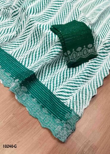 Aradhya -10240-F  Halfwhite With Green  Color Trendy Georgette Saree CM1472513 (LR3D)