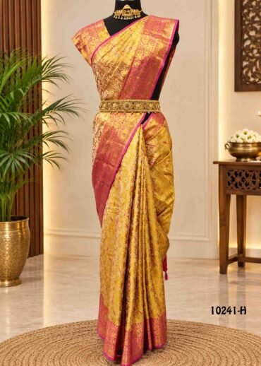 Vanshika -10241-H  Copper Gold With Pink Color Tissue Banaras Silk Saree CM1472513 (LR4D)